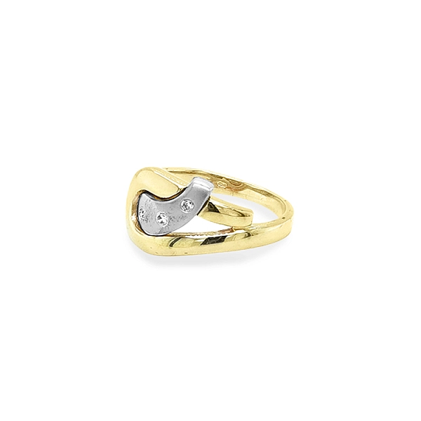 Goldring mit Zirkonen aus kombiniertem Gold