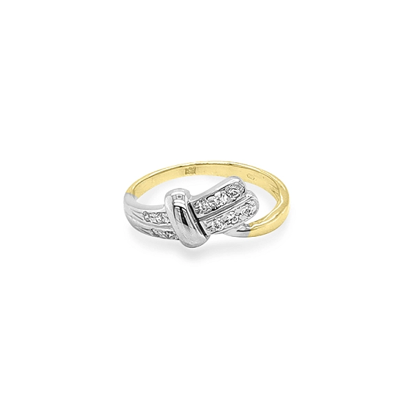 Goldring mit Zirkonen aus kombiniertem Gold