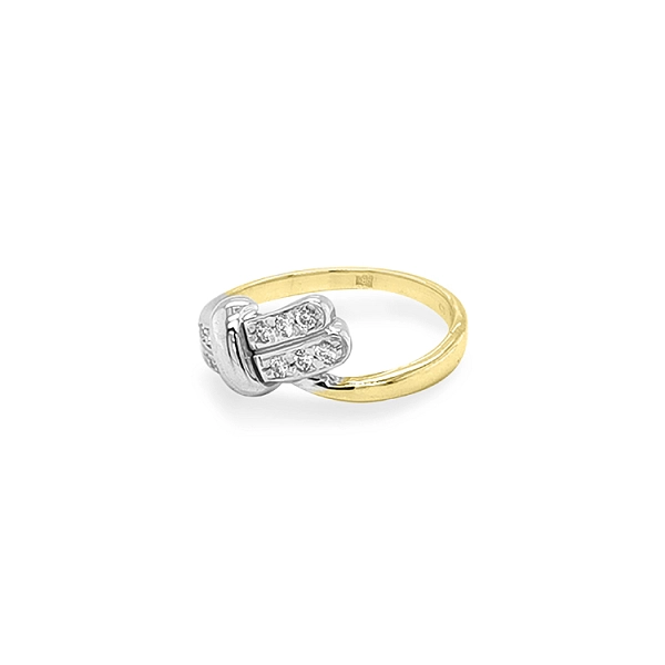 Goldring mit Zirkonen aus kombiniertem Gold