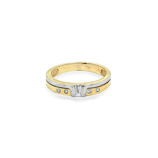 Goldring mit Zirkonen aus kombiniertem Gold