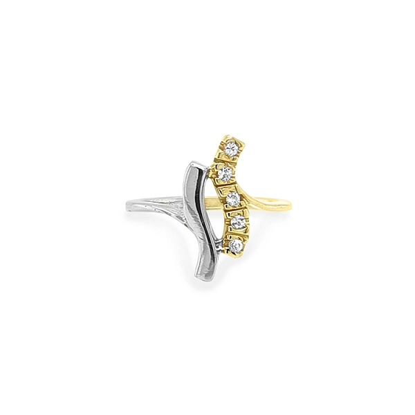 Goldring mit Zirkonen aus kombiniertem Gold