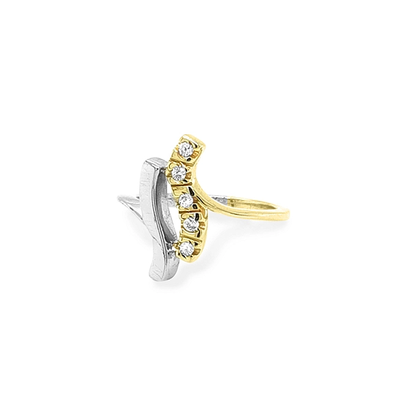 Goldring mit Zirkonen aus kombiniertem Gold