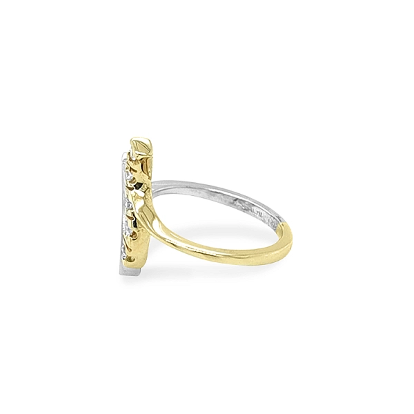 Goldring mit Zirkonen aus kombiniertem Gold