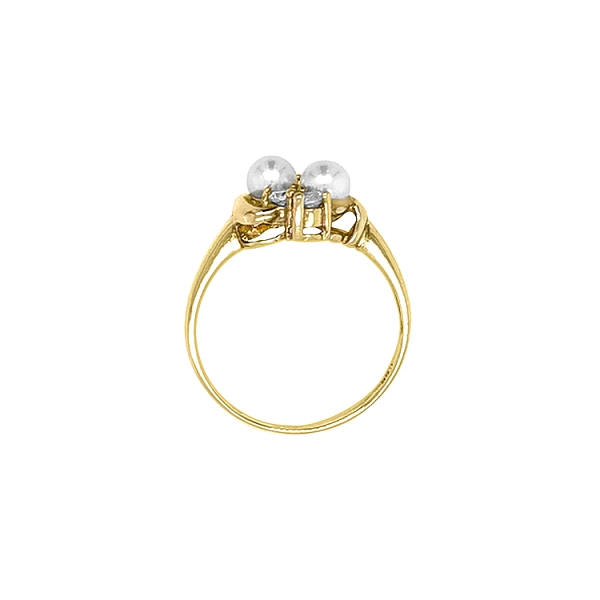 Goldring mit Zirkonen und Perlen