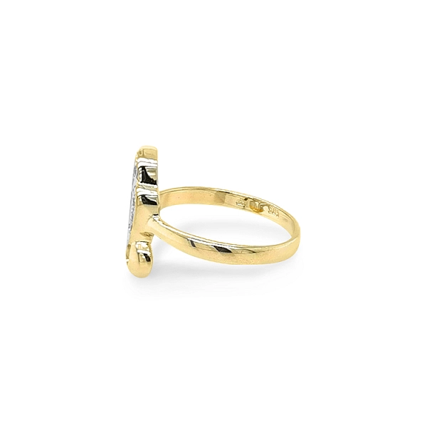 Goldring mit Zirkonen aus kombiniertem Gold