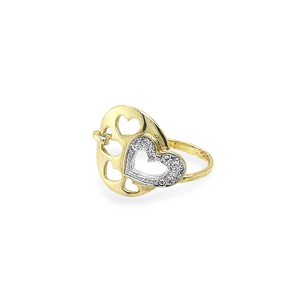 Goldring mit Zirkonen Herzen