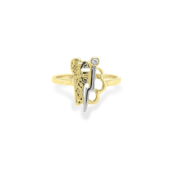 Goldring mit Zirkon aus kombiniertem Gold