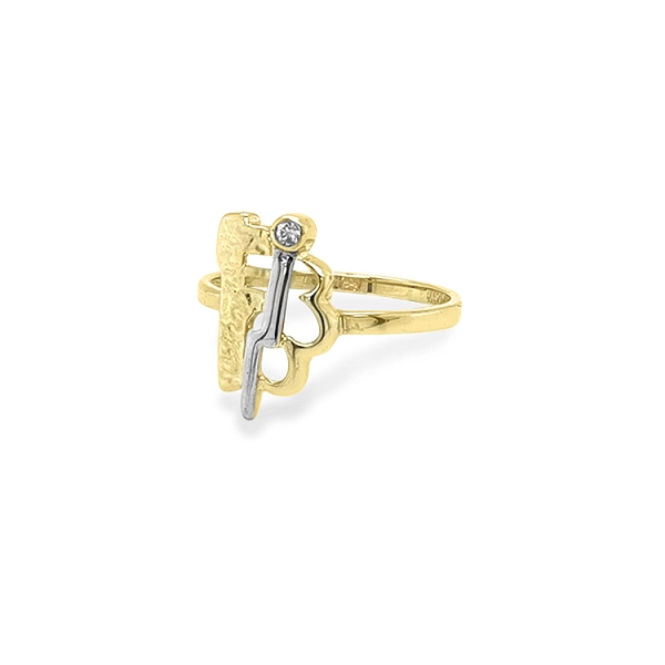 Goldring mit Zirkon aus kombiniertem Gold