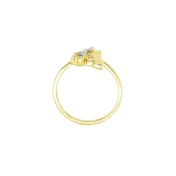 Goldring mit Zirkon aus kombiniertem Gold