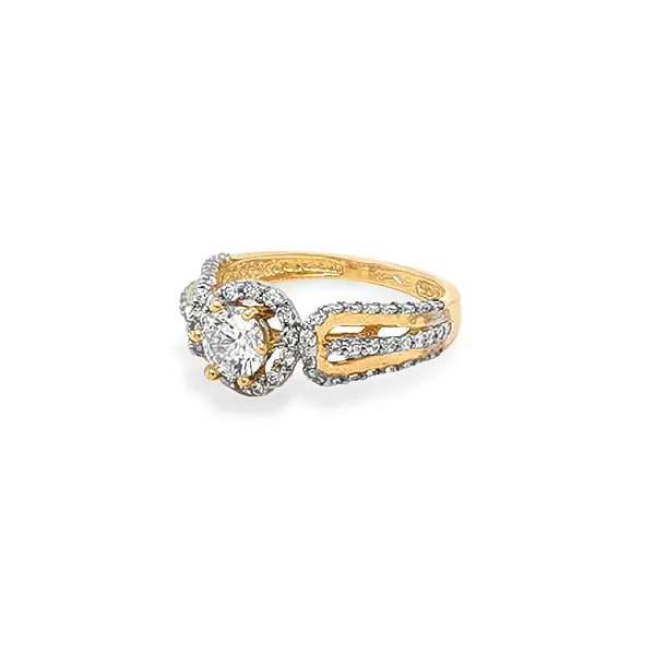 Gold Verlobungsring mit Zirkonen