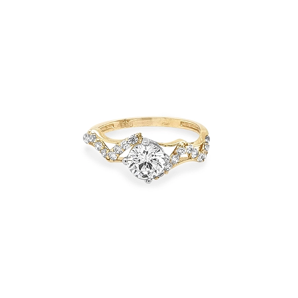 Gold Verlobungsring mit Zirkonen
