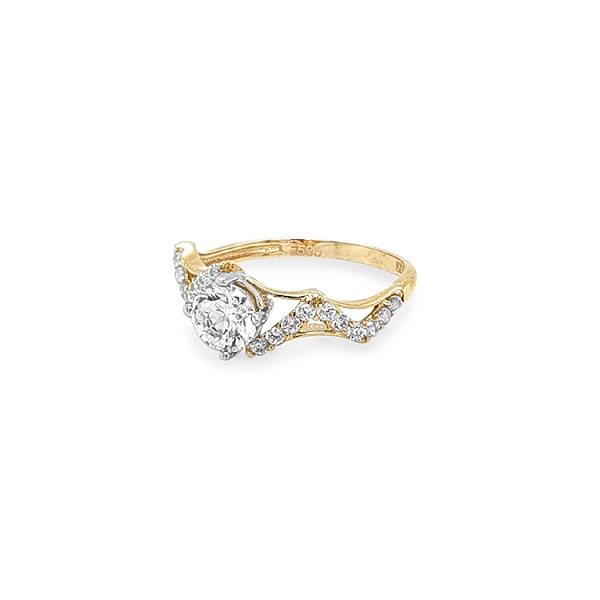 Gold Verlobungsring mit Zirkonen