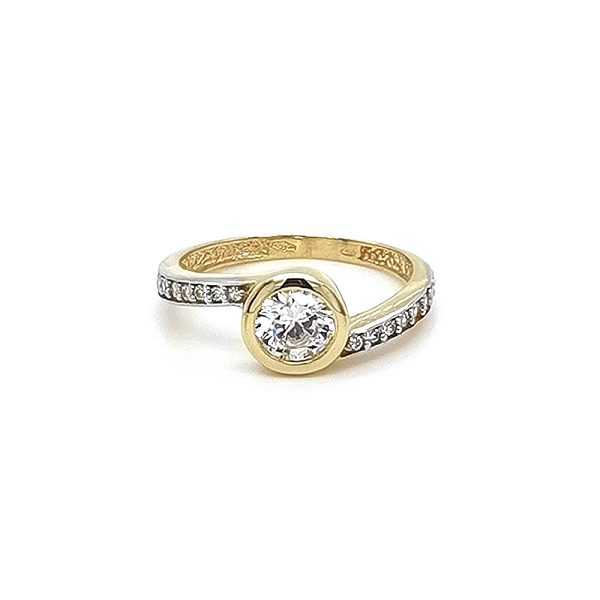 Gold Verlobungsring mit Zirkonen