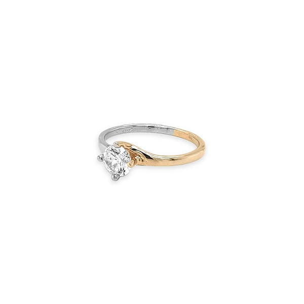 Verlobungsring mit Zirkon aus kombiniertem Gold