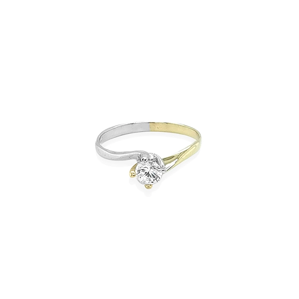 Verlobungsring mit Zirkon aus kombiniertem Gold