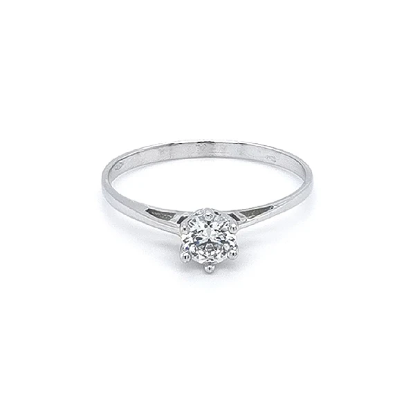 Verlobungsring mit Zirkon aus Weißgold