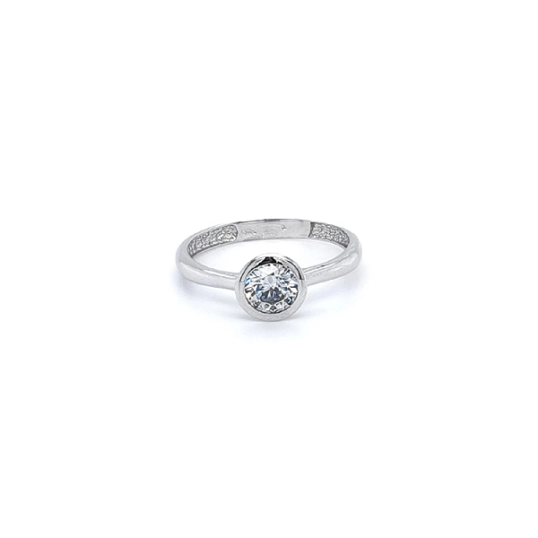 Verlobungsring mit Zirkon aus Weißgold