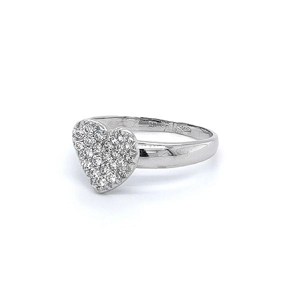 Herzring mit Zirkonen aus Weißgold