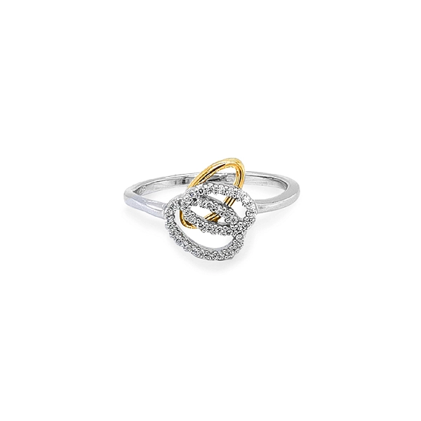 Goldring mit Zirkonen aus kombiniertem Gold