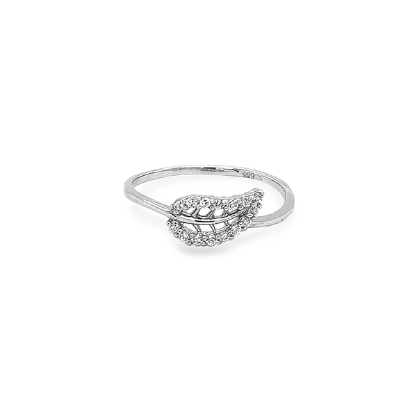 Goldring Blatt mit Zirkonen