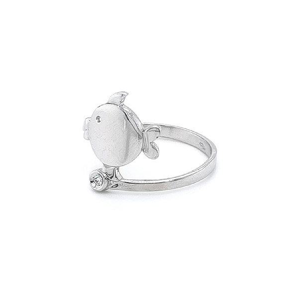 Ring Fisch mit Zirkonen aus Weißgold