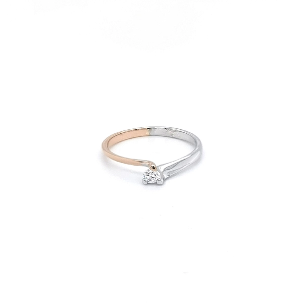 Verlobungsring mit Zirkon aus kombiniertem Gold