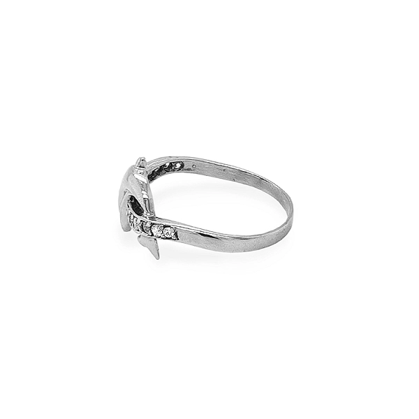 Exklusiver Goldring in Form eines Delfins mit Zirkonia