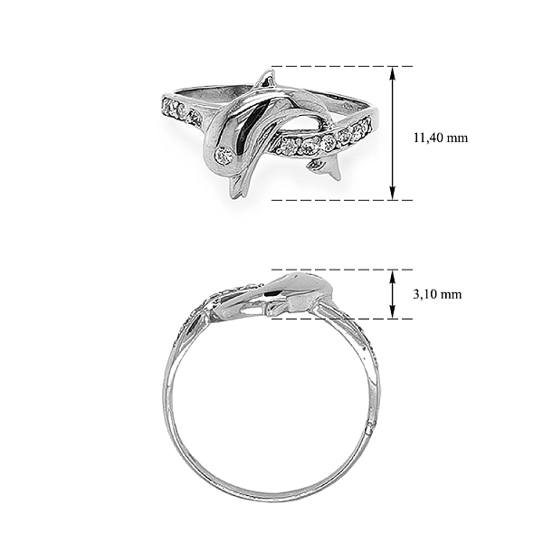 Exklusiver Goldring in Form eines Delfins mit Zirkonia