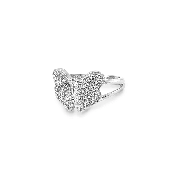 Goldring mit Zirkonen in Schmetterlingsform