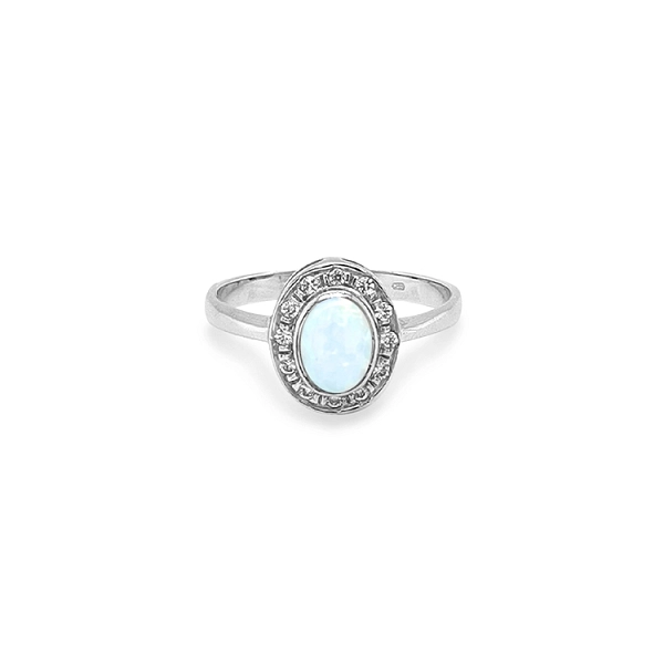 Goldring mit Opal und Zirkonen