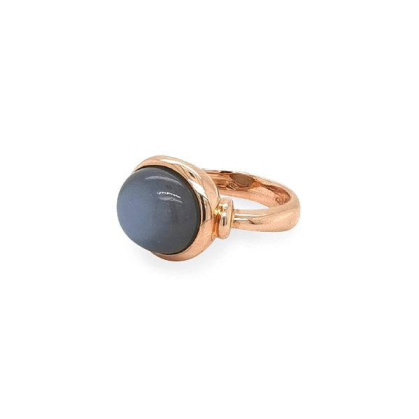 Goldring mit grauem Quarz