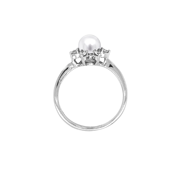 Goldring mit Perle und Zirkonen