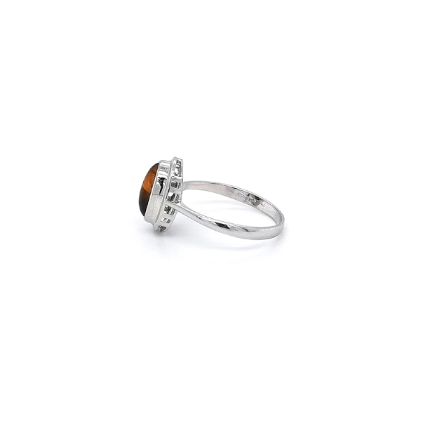 Ring mit Tigerauge in Weißgold