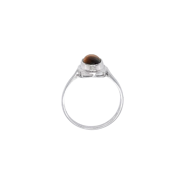 Ring mit Tigerauge in Weißgold