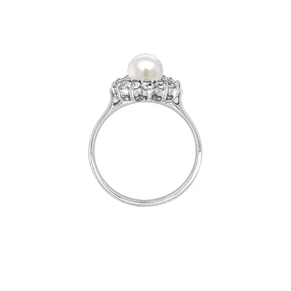 Goldring mit Perle und Zirkonen