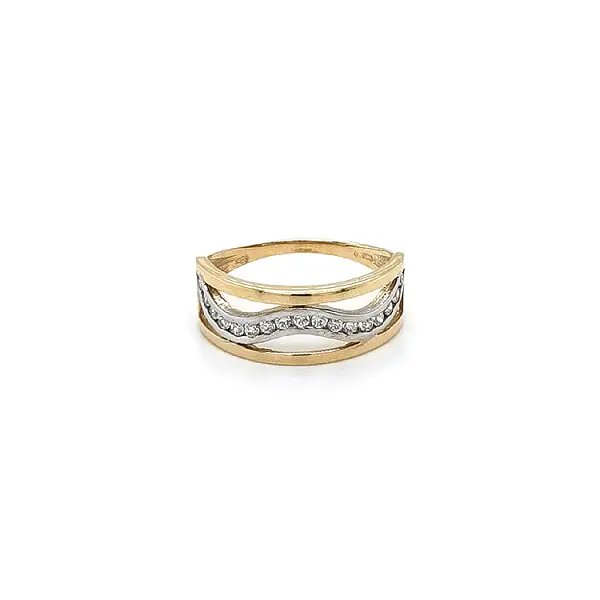 Ring mit Zirkonias in Gold-Kombination