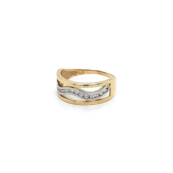 Ring mit Zirkonias in Gold-Kombination