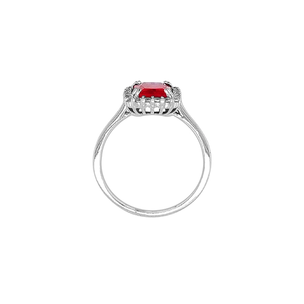 Exklusiver Weißgoldring mit Rubin und Zirkonia