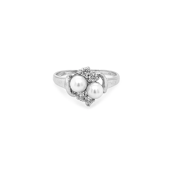 Goldring mit Perle und Zirkonen