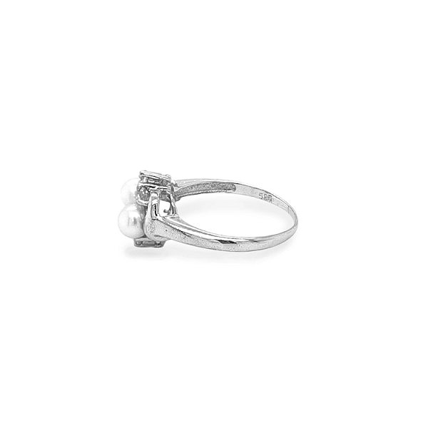 Goldring mit Perle und Zirkonen