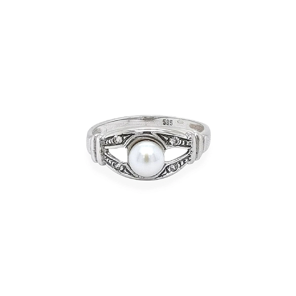 Goldring mit Perle und Zirkonen