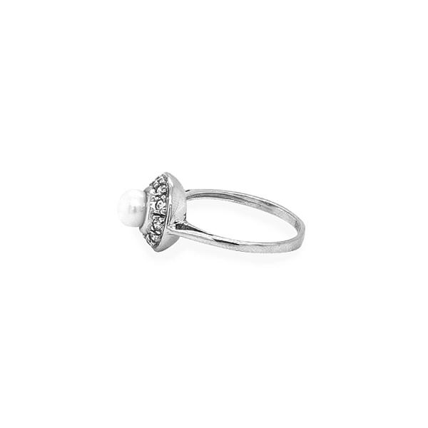 Goldring mit Perle und Zirkonen