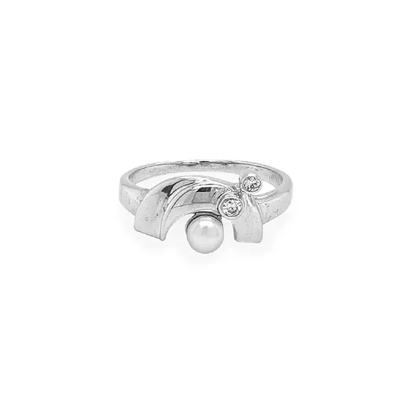 Goldring mit Perle und Zirkonen