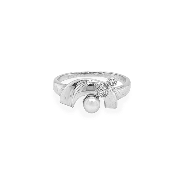 Goldring mit Perle und Zirkonen