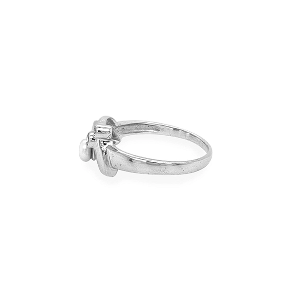 Goldring mit Perle und Zirkonen