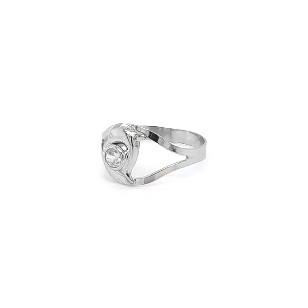 Delphinring mit Zirkon aus Weißgold