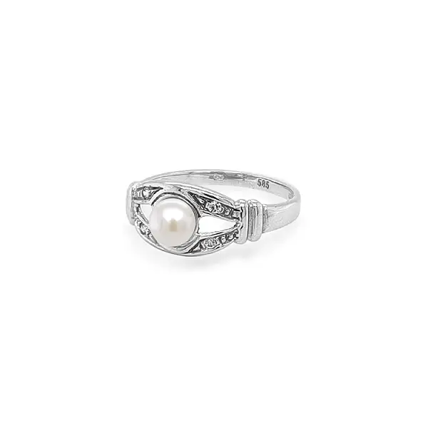 Goldring mit Perle und Zirkonen