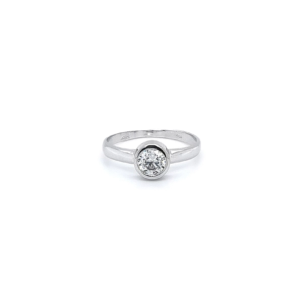 Verlobungsring mit Zirkon aus Weißgold