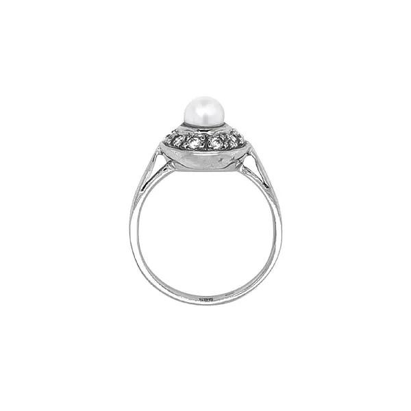 Goldring mit Perle und Zirkonen