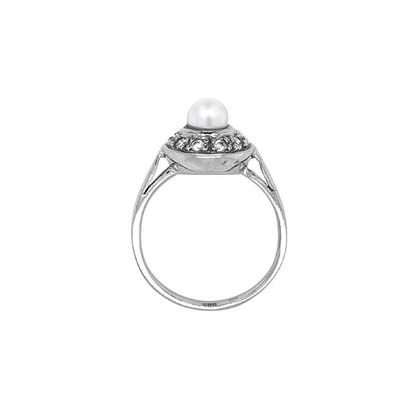 Goldring mit Perle und Zirkonen